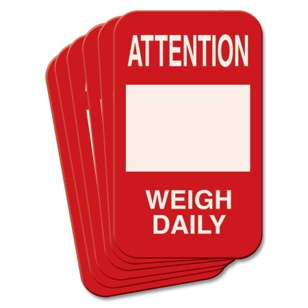 5" x 3" Attention Weigh Daily Magnetic Sign - 6 Pack
