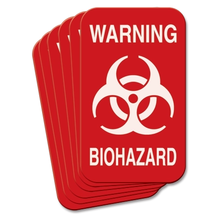5" x 3" Warning Biohazard Magnetic Sign w/Symbol - 6 Pk