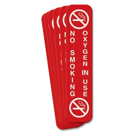 9" x 2" No Smoking Oxygen In Use Magnetic Sign w/Symbols - 6 Pack