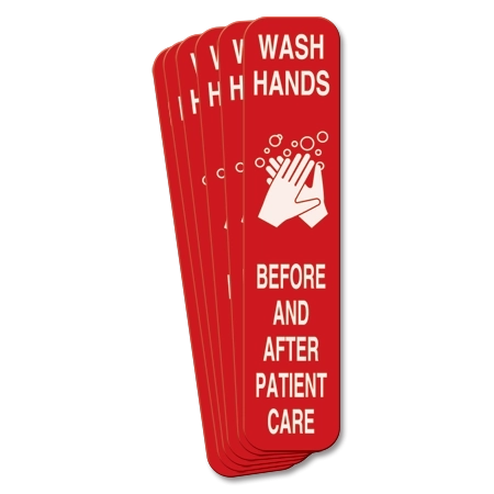 9" x 2" Precaution Wash Hands Before and After Patient Care Magnetic Sign w/Symbol - 6 Pk