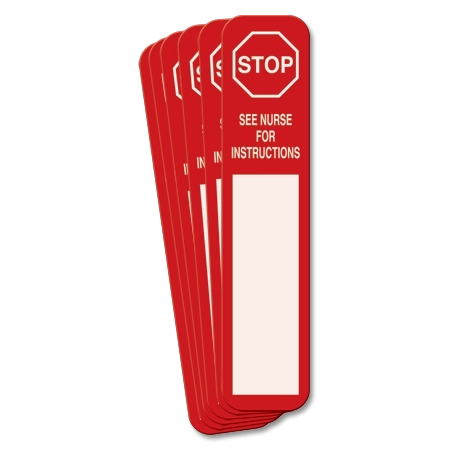 9" x 2" Stop See Nurse For Instructions Magnetic Sign w/Symbol - 6 Pk