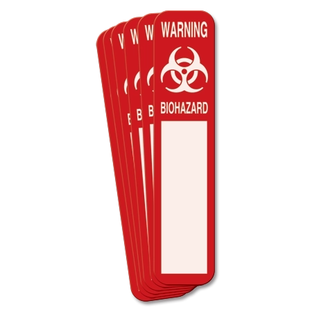 9" x 2" Warning Biohazard Magnetic Sign w/Symbol - 6 Pk