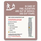 Elevator Emergency with Evacuation Map Signs
